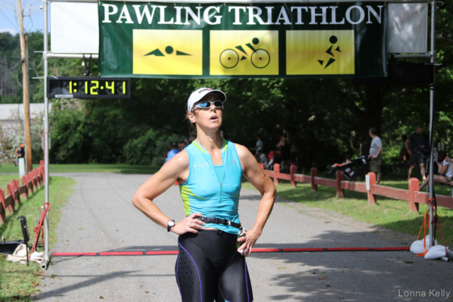 Pawling tri runner blue top  first woman