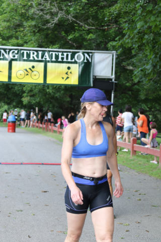 Pawling Triathlon Finisher bib blue bra blue hat