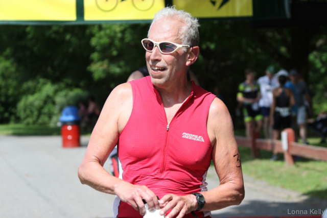 Pawling Triathlon Finisher red shirt white shades