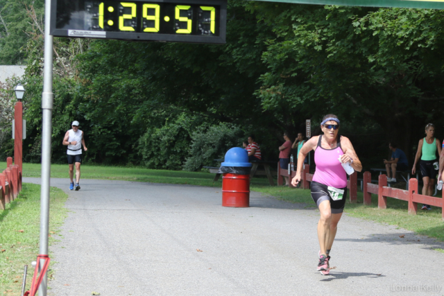 Pawling Triathlon Finisher bib pink shirt head band