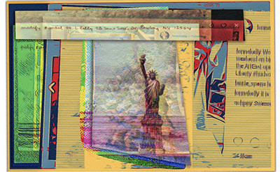 Liberty Postcard reworked in phone apps color separations and added imagery