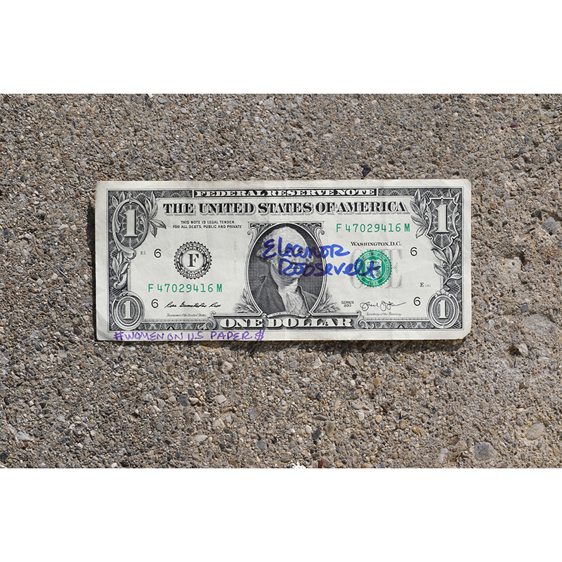 one dollar bill with Eleanor Roosevelt written on it