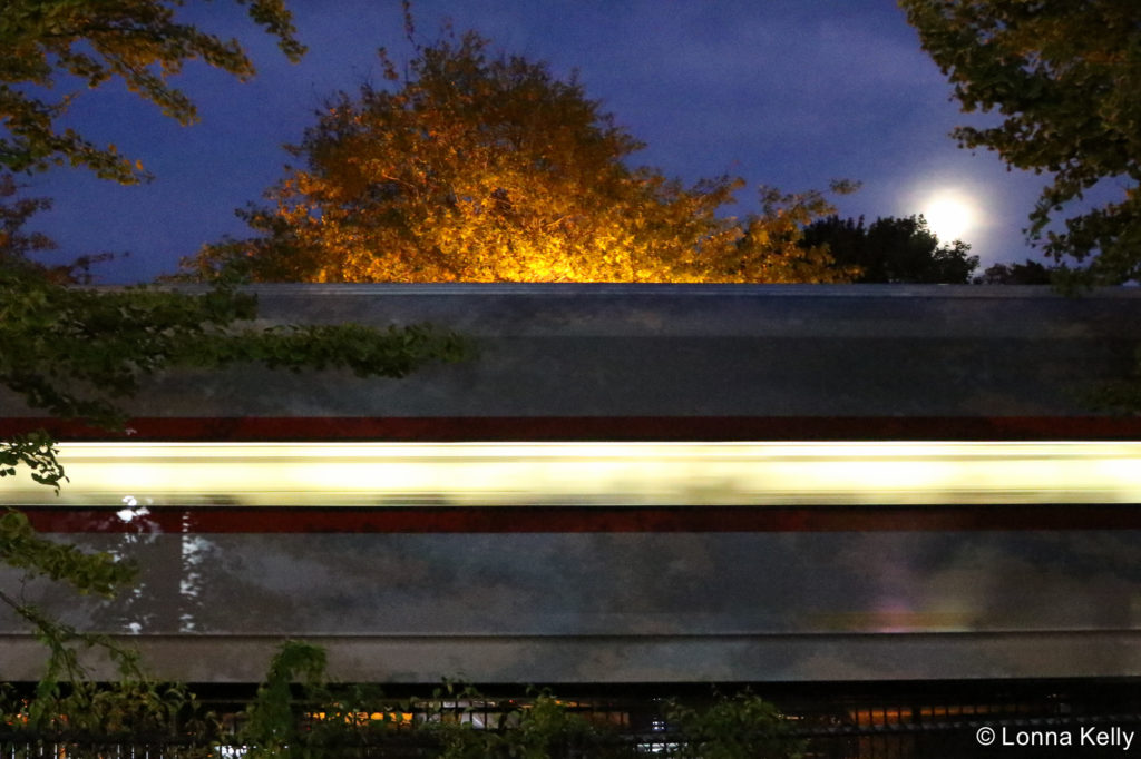Speeding train windows blurred