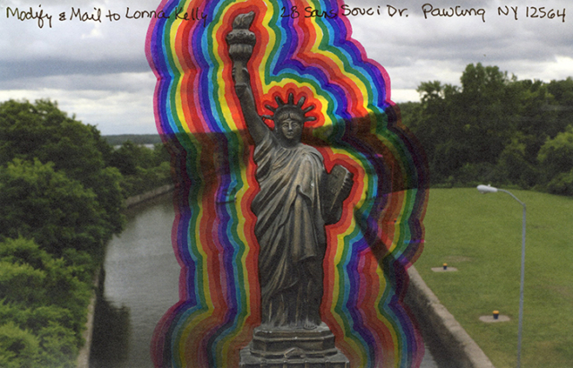 brightly colored halo surrounds Liberty's body