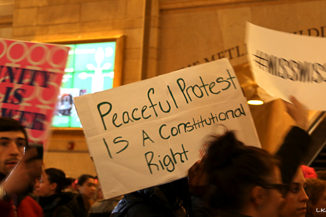 Grand Central Station Peaceful Protest is a constitutional right